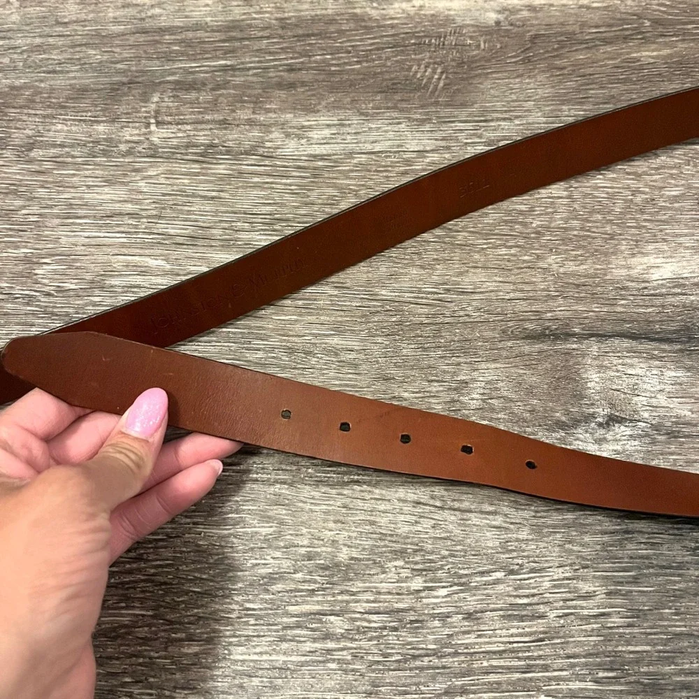 Johnston & Murphy Belt Men's 44 Black Italian Calfskin Leather